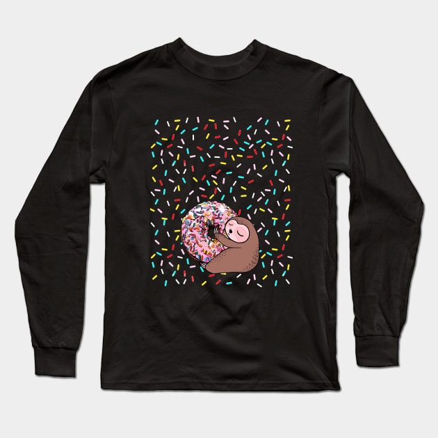 Sloth and sweet donut Long Sleeve T-Shirt by Collagedream